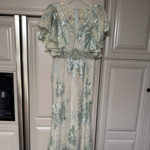 Mac Duggal Bell Sleeve Floral Embellished Gown - Picture 1 of 8